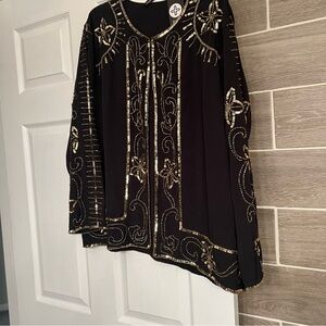 Boohoo Black Top with Gold Detailing